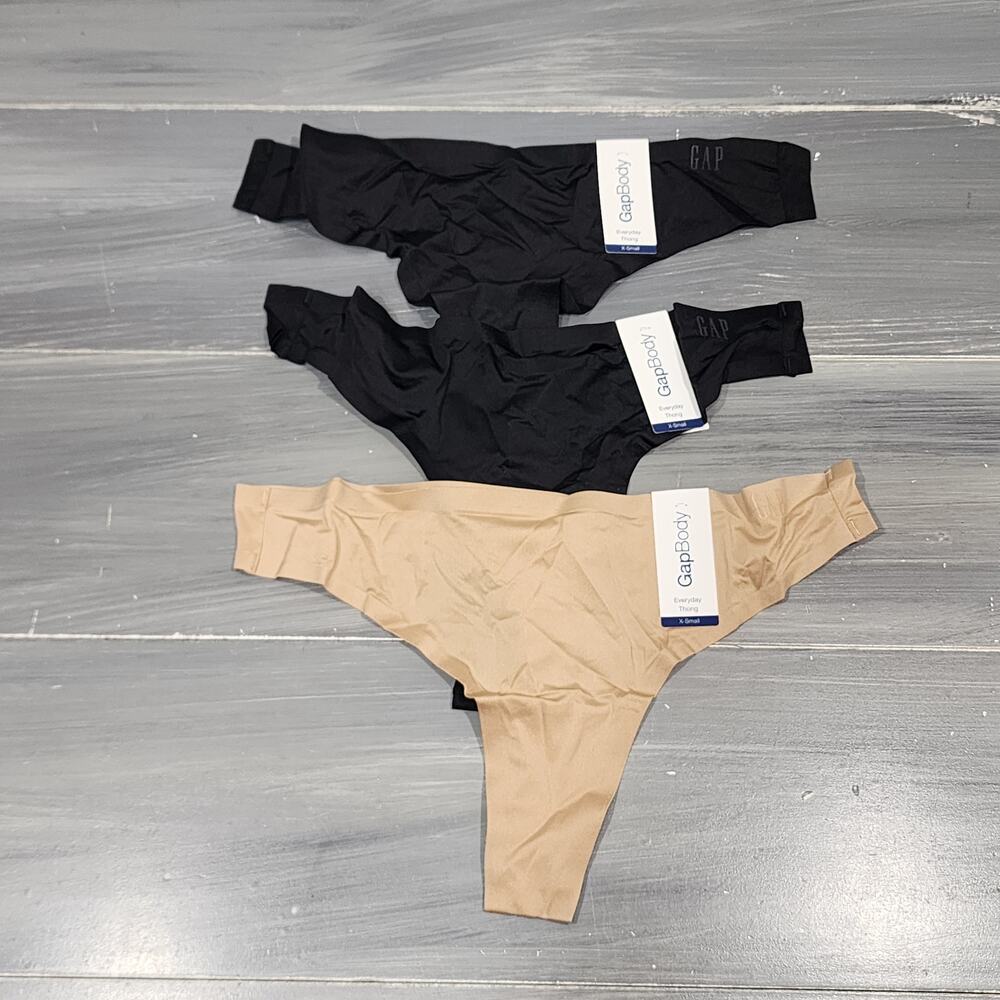 Gap GapBody Everyday Thong 3 Pair XS Beige‎ Black Laser Bonded GPW00383